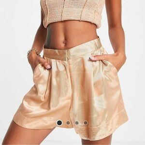 ASOS Satin Twill Shorts in Tan